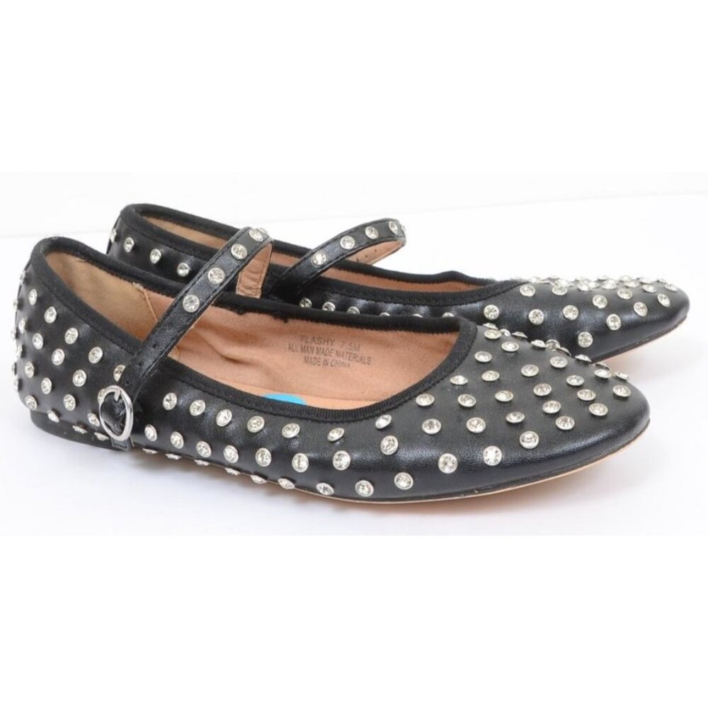 House of Harlow 1960 FLASHY Mary Jane Ballet Flats Women's 7.5 Black Rhinestone